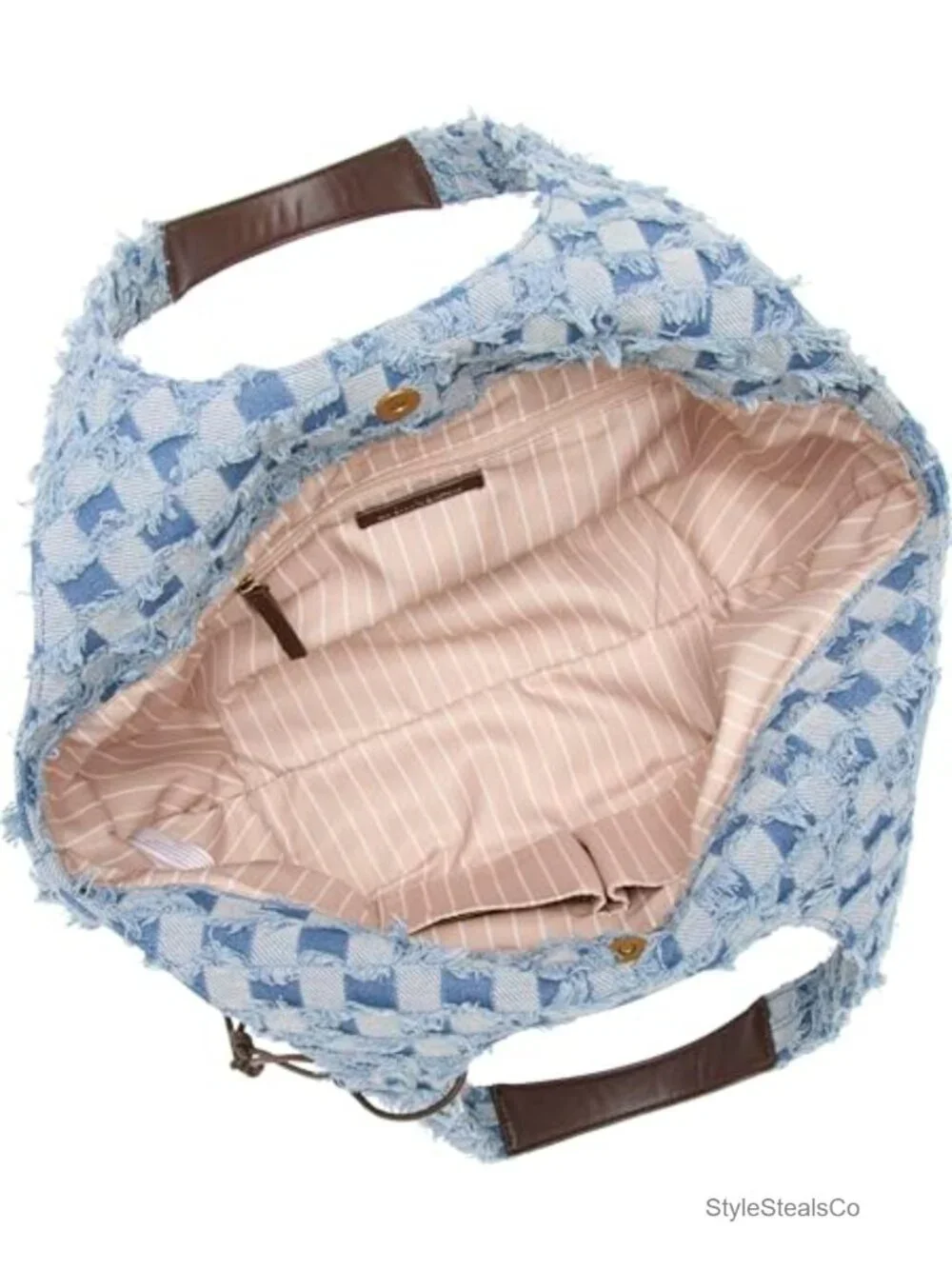 Hobo Shoulder Bag with Magnet Closure, Cotton and Denim